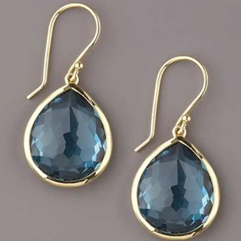 Vintage Drop Earrings with Blue Crystals