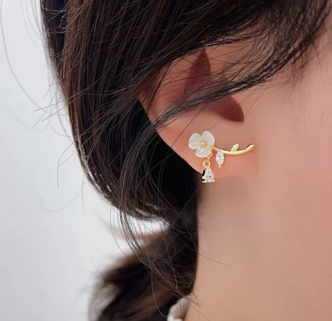 Crystal White Blossom Earrings