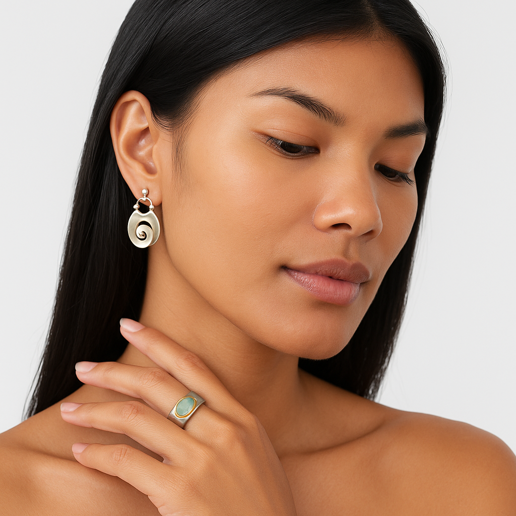 Vintage Srebrni Spiralni Uhani