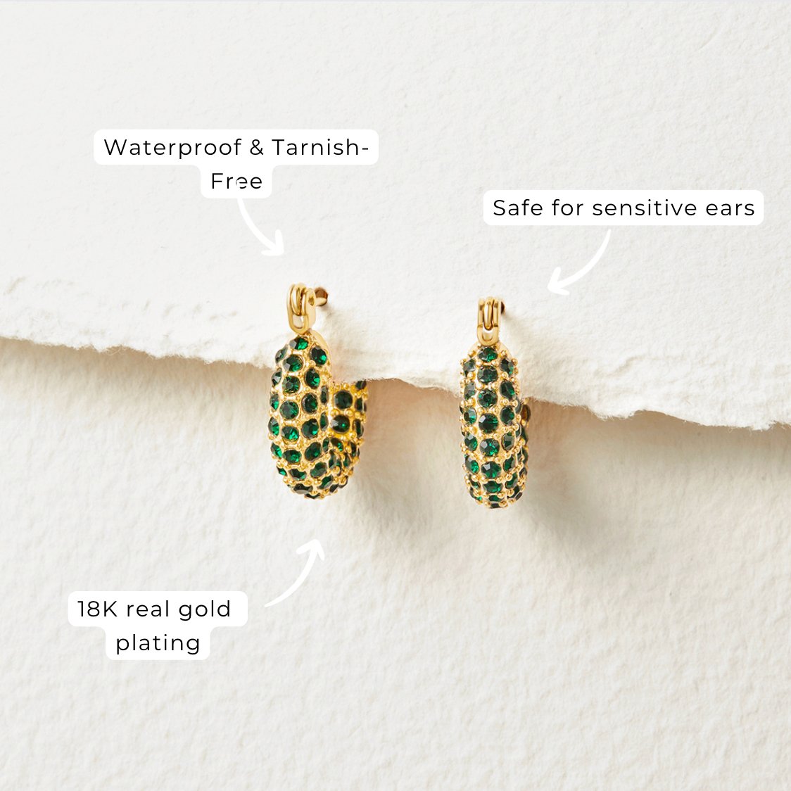 Uhani Hoop Emerald Beauty