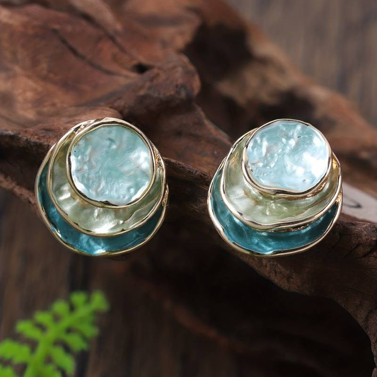 Vintage Painted Multilayer Round Earrings