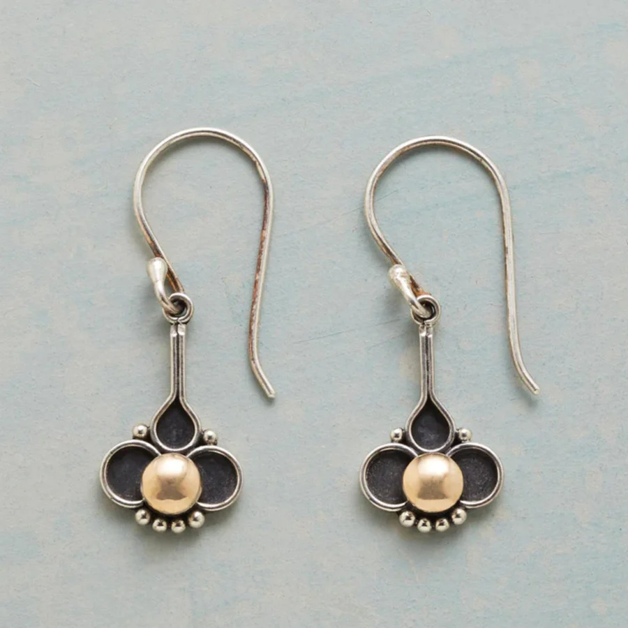 Silver Earrings with Four Leaf Clover and Pearls